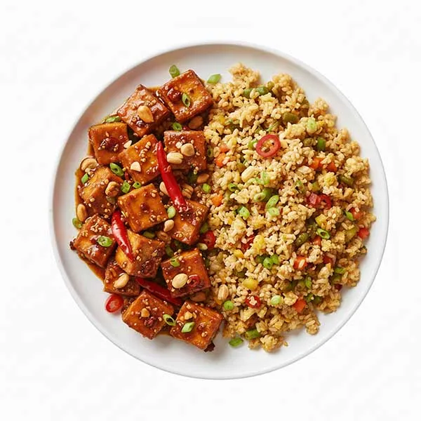 Kung Pao Tofu with Keto Veggies Fried Rice